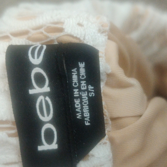 Bebe Lace Shorts, Small, White Tan - Picture 3 of 4